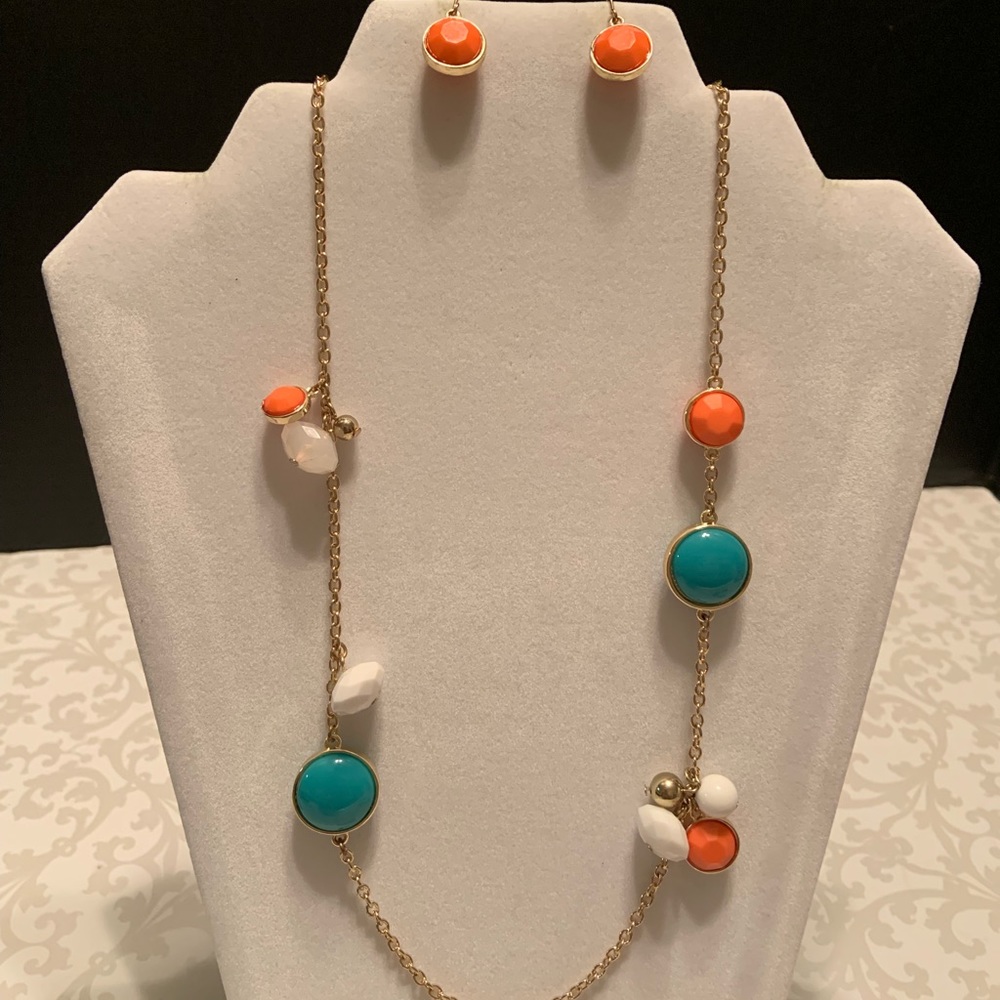 2-pc orange/white/teal set